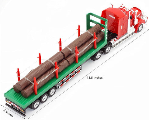 1:50 Gemini&Genius Timber Truck Toys for Kids, Heavy Duty Alloy Truck Timber Construction Vehicle, Scale Diecast