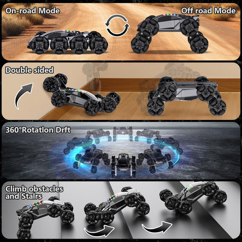 8WD Car,2.4GHz 5-7 OSIMILY Remote Control Gesture Sensing RC Stunt Car,Cool Spray Rotation RC Car with Lights