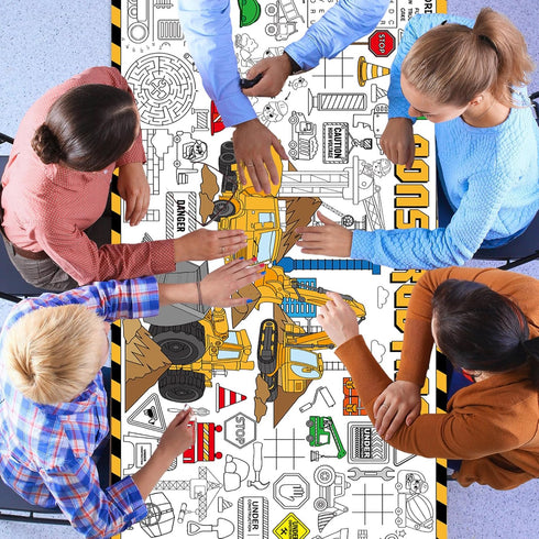 Construction Giant Coloring Poster for Kids Large Coloring Tablecloth Big Paper Sheets Page Dump Truck Table Cloth DIY