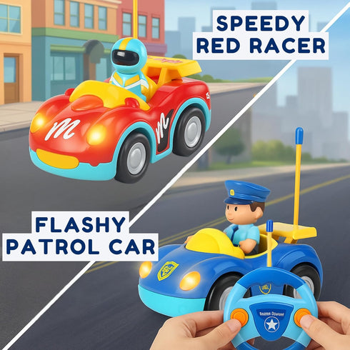 1-3, 18 Liberty Imports My First Cartoon RC Remote Control Cars for Toddlers Ages Radio Control Toy for Baby, Kids