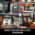 City Coffee House Architecture Building Blocks Set, Modern Cafe Shop Construction Toy with Light, Gift for Kids 6-12