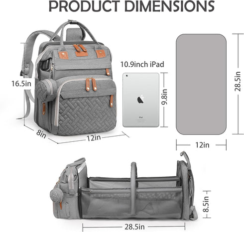 CESAILT Backpack Mommy Backpack Diaper Bag with Changing Station, Multifunction Travel Baby Bag, Waterproof Baby Tote