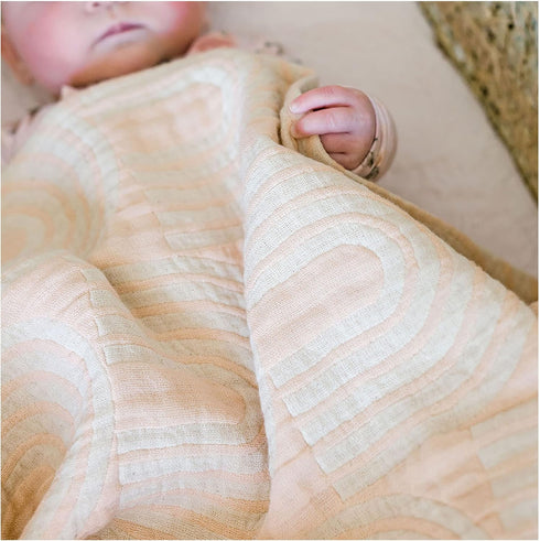 30 40 Crane Baby Blanket, Soft Cotton Jacquard Nursery and Stroller Blanket for Boys and Girls, Rainbow, x