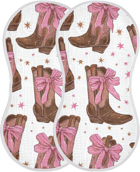 Mazeann Western Cowgirl Boots Star Burp Cloths Baby Boys Girls Absorbent Soft Cotton