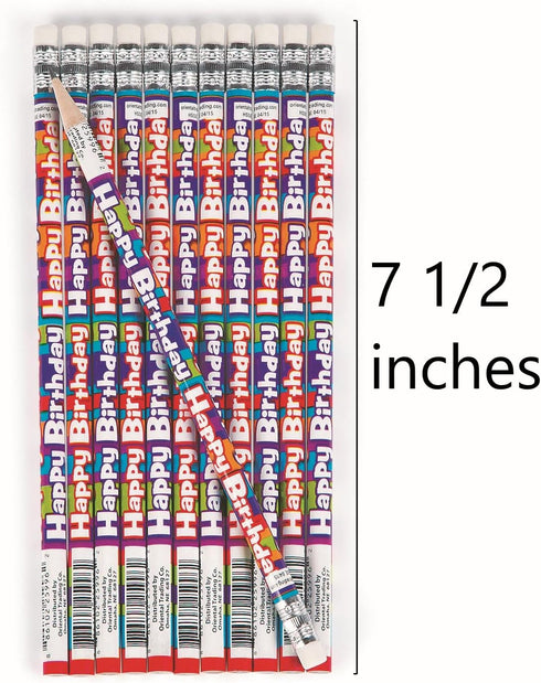 Fun Express Happy Birthday Pencils, Bulk Set of 24 for Teachers and Students, Classroom Supplies, Rewards, Party Favors