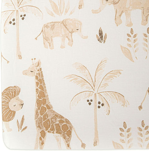 Crane Baby 28w 52h 9d Soft Cotton Crib Sheet, Storage Bin, Safari Animal Print, x x