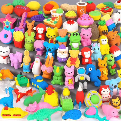 70 Pack Animal Erasers for Kids - 3D Puzzle Mini Erasers, Classroom Supplies, Bulk Desk Toys, Party Favors