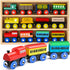Wooden Train Set 12 PCS - Train Toys Magnetic Set Includes 3