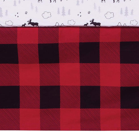 3 Set, Trend Lab Lumberjack Moose Piece Crib Bedding Gender-Neutral Color Palette, Includes Quilt, Fitted Crib Sheet
