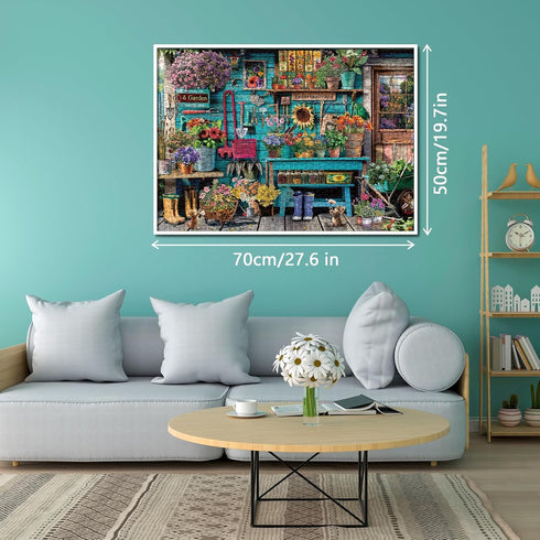 Flower Plant Gardening Puzzle, 1000 Piece for Adults, Spring Nature Garden Jigsaw Puzzle with Colorful Cabin