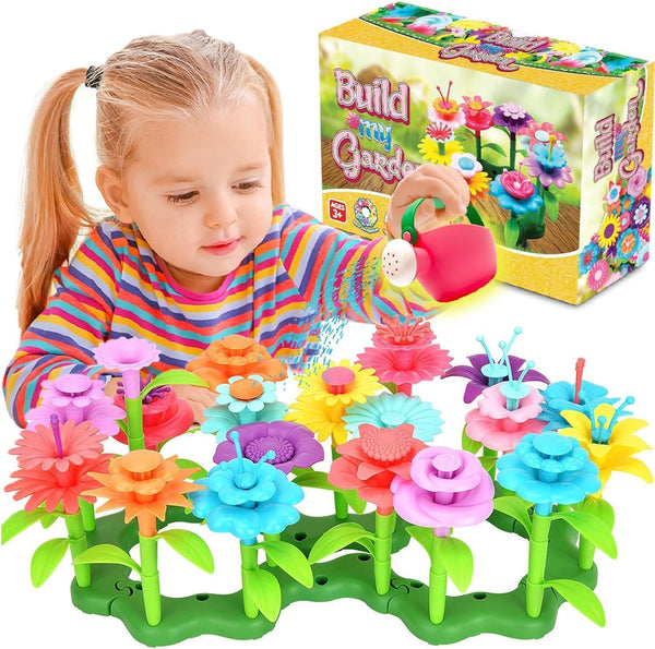 FUNZBO Flower Garden Building Toys for Girls, Toddler Toys for 3-7 Year Olds, Stacking Toys for Outdoor Play