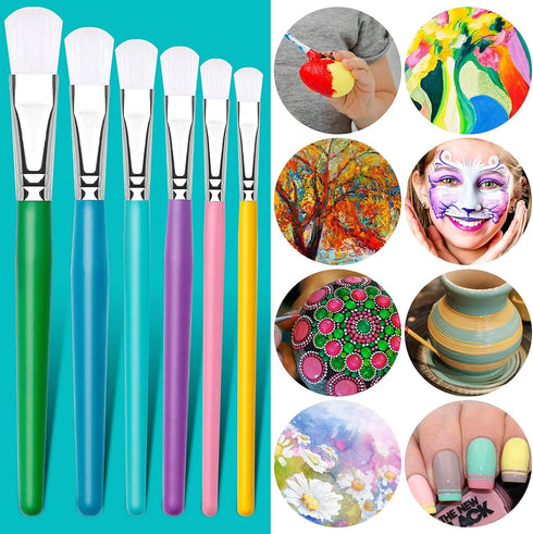 YGAOHF 6PCS Paint Brushes for Kids, Assorted Washable Paintbrushes Set, Easy to Clean & Hold Small Toddler Paint Brush