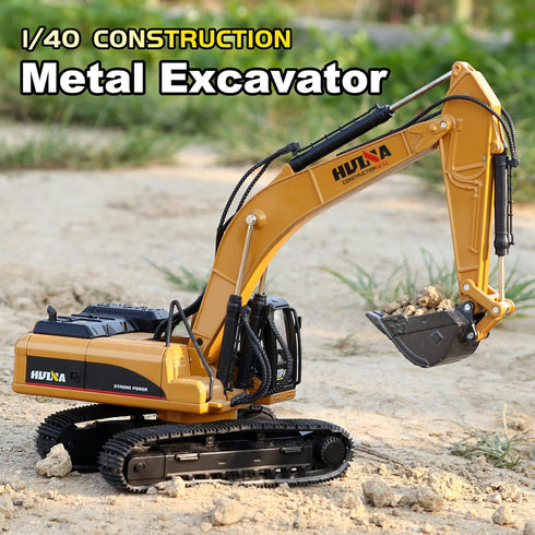 1/40 Scale Metal Excavator Toy, Diecast Digger Trucks for Boys Kids Construction Equipment