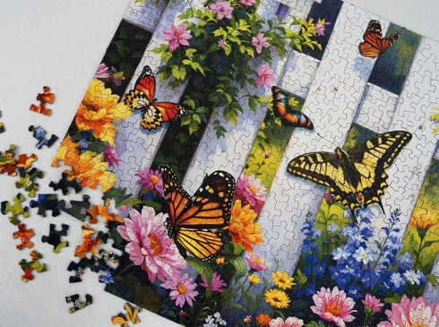 500 Springbok Butterfly Haven Piece Jigsaw Puzzle for Adults - Colorful Butterfly Garden - Unique Cut Pieces - Made