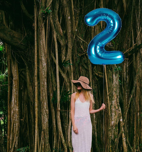 2 Number Balloon Blue Big Number Balloons 40 Inch Kit for Happy Birthday Party Decorations