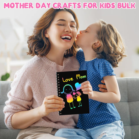 24 Pack Scratch Art Party Favors for Kids: Rainbow Scratch Art Notebook, Easter Basket Stuffers, Coloring Books Goodie