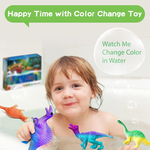 16pcs 3+ Dinosaur Series - Temperature Color Changing Bath Toys, Water Table Toy for Easter Egg Fillers,Goodie Bags