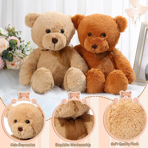 2 Pack 18 Inch Wettarn Plush Teddy Bear Stuffed Animal Cuddly Stuffed Bears Plush with Bow for Kids Easter Birthday
