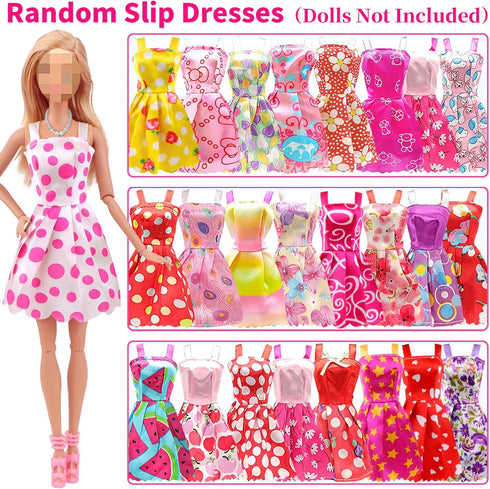 Ecore Fun 39 Pcs Doll Clothes and Accessories, 3 Fashion Dresses, 10 Slip Dresses, 3 Tops, 3 Pants for 11.5 inch Dolls