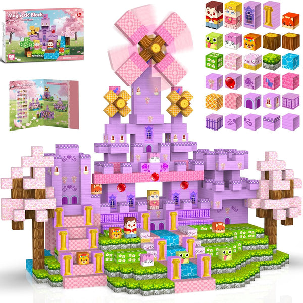 150pcs Magnetic Blocks,Magnetic Building Blocks, STEM Sensory Toys with Princess Castle BuildCreative