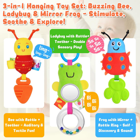 0-6 Spiral Car Seat Toys for Infants, Months Carseat & Stroller Pram Separable Activity Hanging Toys with Rattle