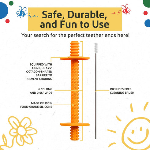 Hollow Teething Tubes - Baby Teething Toys for 0-6 Months, Teething Straws, Sticks (4 Pack)