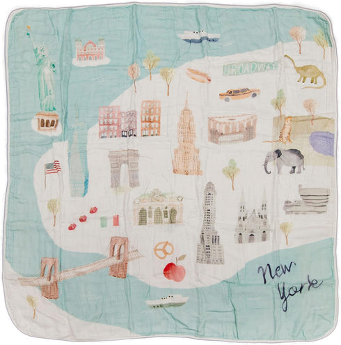 Loulou Lollipop Soft Baby Swaddle Blanket, Muslin Wrap for Newborn to Toddler, Large 47” by 47” - City NYC