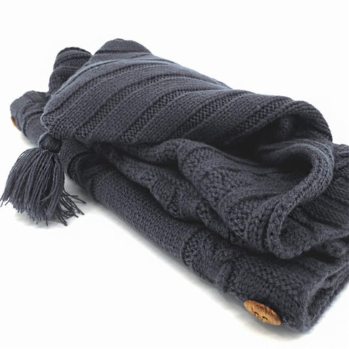 XMWEALTHY Newborn Baby Wrap Swaddle Blanket, Knit Sleeping Bag Receiving Blankets (Black Grey) (0-6 Month)