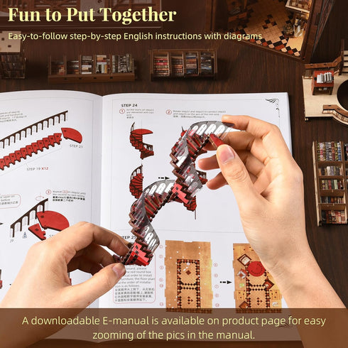 MiniCity Book Nook Kit, DIY Miniature House Dollhouse Kit for Adults and Teens, Booknook Tiny House Bookshelf Decor