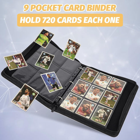 9 720 Album, GERMUN Pocket Card Binder, Premium Zip Trading Card Binder, Double Sided Pocket PU Collection Binder