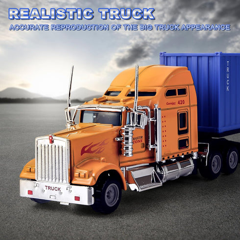AIUAZA 1/65 Truck Model, Detachable Cargo Container, Children's Toy, Alloy Semi Truck, Trailer Toys for Boys