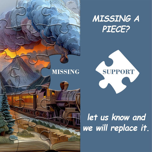 PICKFORU 1000 Sunset Train Book Puzzles for Adults Pieces, Fantasy Nature Landscape Aesthetic Art Jigsaw Puzzles