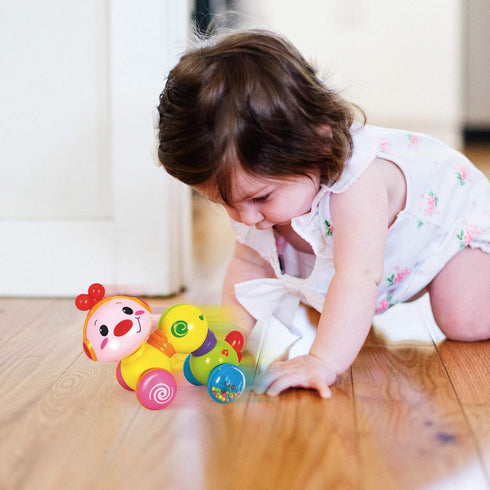 Stone and Clark Musical Press & Go Caterpillar Toy, Light Up Inchworm Infant Toys for 6 to 12 Months