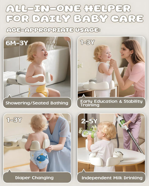 Wanchouse 6 Adjustable Baby Bath Stand with Strong Suction Cups Foldable Shower Support Seat for Babies Months & Up