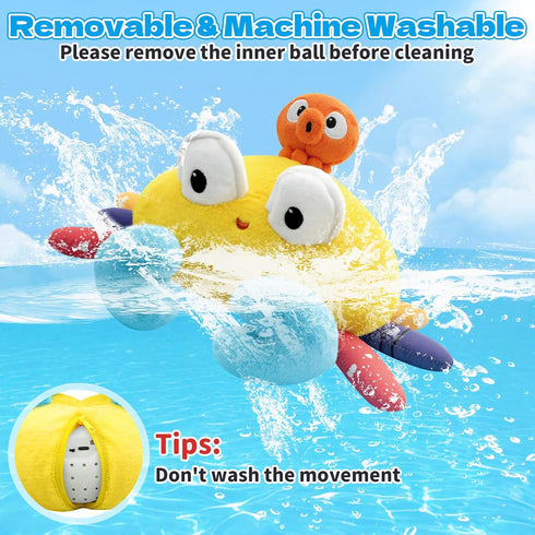 6-12-18 Tummy 1-3, Infowush Baby Toys Months - Musical Crawling Crab Plush Toy, Dancing Walking Bouncing Time Toy