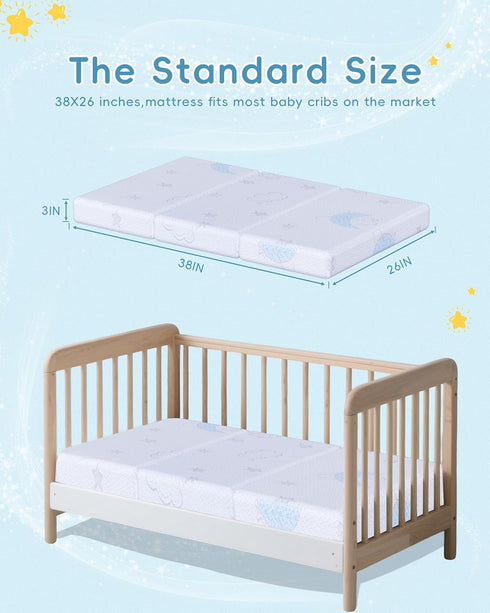 Pack 38"x26", Pack Trifold and Play Mattress Double-Layer N Play Mattresses for Baby Toddler with Waterproof Washable