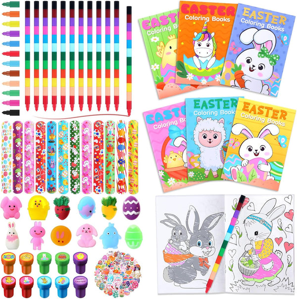 Seajan 110 Pcs Easter Party Favors Gift Set Easter Bunny Coloring Book
