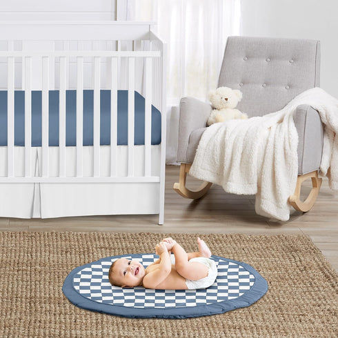 Tummy Sweet Jojo Designs Baby Play Mat (Blue Gingham Checkered Plaid) for Boys, Infant, Toddler Time Activity Floor