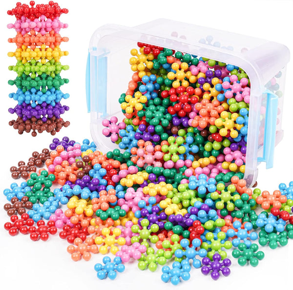 Snowflake Interlocking Building Block Educational Toy, 300PCS for Kids Ages 3+, Multi-Color STEM Toy with Carrying Case