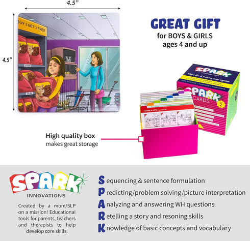 Spark Cards Sequence Cards for Storytelling and Picture Interpretation, Speech Therapy Game, Special Education Materials