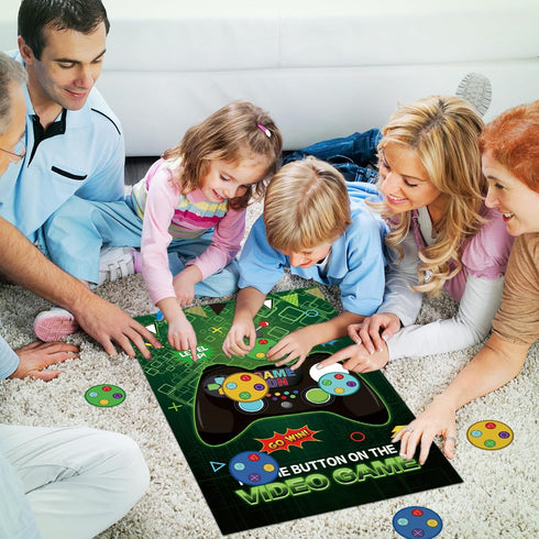 Pin the Button on the Video Game with 32PCS Stickers - Party Favors Poster for Kids