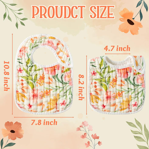 Zainpe 6Pcs Snap Muslin Cotton Baby Bibs Infants Feeding Bib Adjustable Burp Cloths Soft Drool Bibs for Toddlers Girl Boy