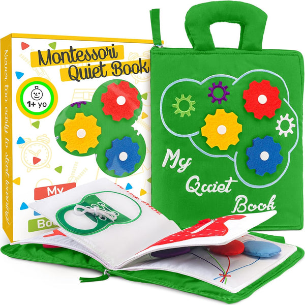 deMoca Busy Book for Toddlers 1-3, Quiet Book Montessori Toy with 9 Activities, Learning Felt Toy for Boys & Girls