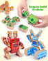 3 4 5 Playset, Coogam Fine Motor Building Robot Blocks for Years Old Kids, Wooden Snap Together Builders, STEM Take