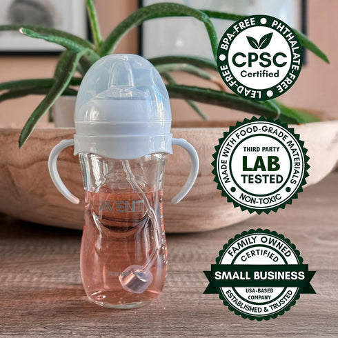 Philips Avent Natural Baby Bottles Sippy Cup Conversion Kit, 2-Count Silicone Spout Nipples, Weighted Straw, Handles