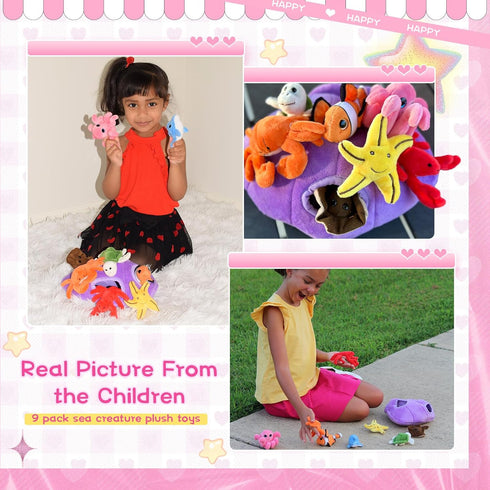 Set,9 Set, Muiteiur Ocean Sea Stuffed Animals Piece Fun Seashell House Plush Soft Educational Toy for Imaginative Play