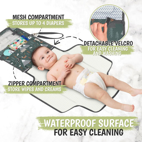 KeaBabies Portable Diaper Changing Pad and Waterproof Baby Changing Pad - Waterproof Travel Changing Mat for Baby