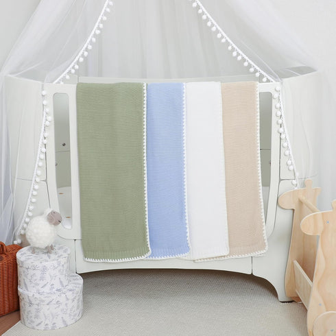 mimixiong Cotton Baby Blanket, Gender Neutral Swaddling Blanket for Nursery, 40 x 30 Inch in White