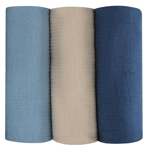 Chiowels 3-Pack 37 49 inches 001 Baby Muslin Swaddle Blankets for Boys and Girls, Soft and Breathable Cotton Swaddles