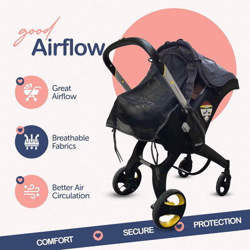 Stroller Sun Shade - Universal UV Protection Cover for Strollers Sunshade with See Through, Clip-On Sun Blocker, Sun
